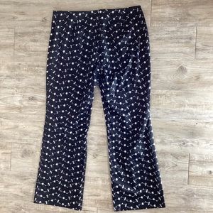 Karen Kane Women’s Black Floral Embroidery Pants Straight Leg Flat Front